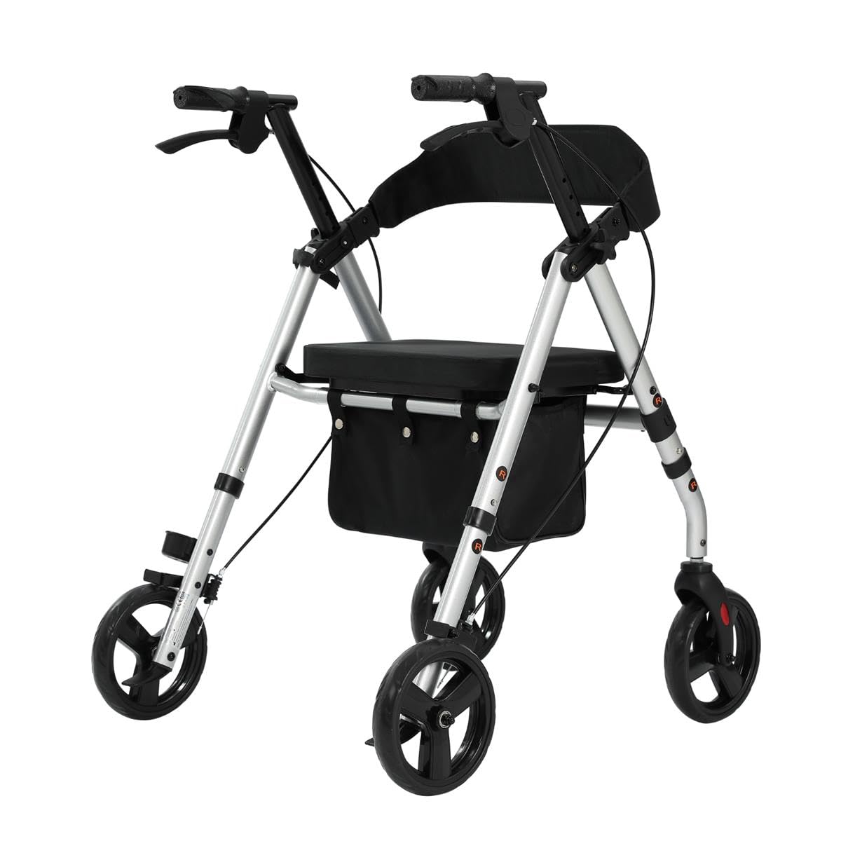 maxErgo Rollator Silber Gehhilfe mit Sitz 8 Zoll Räder