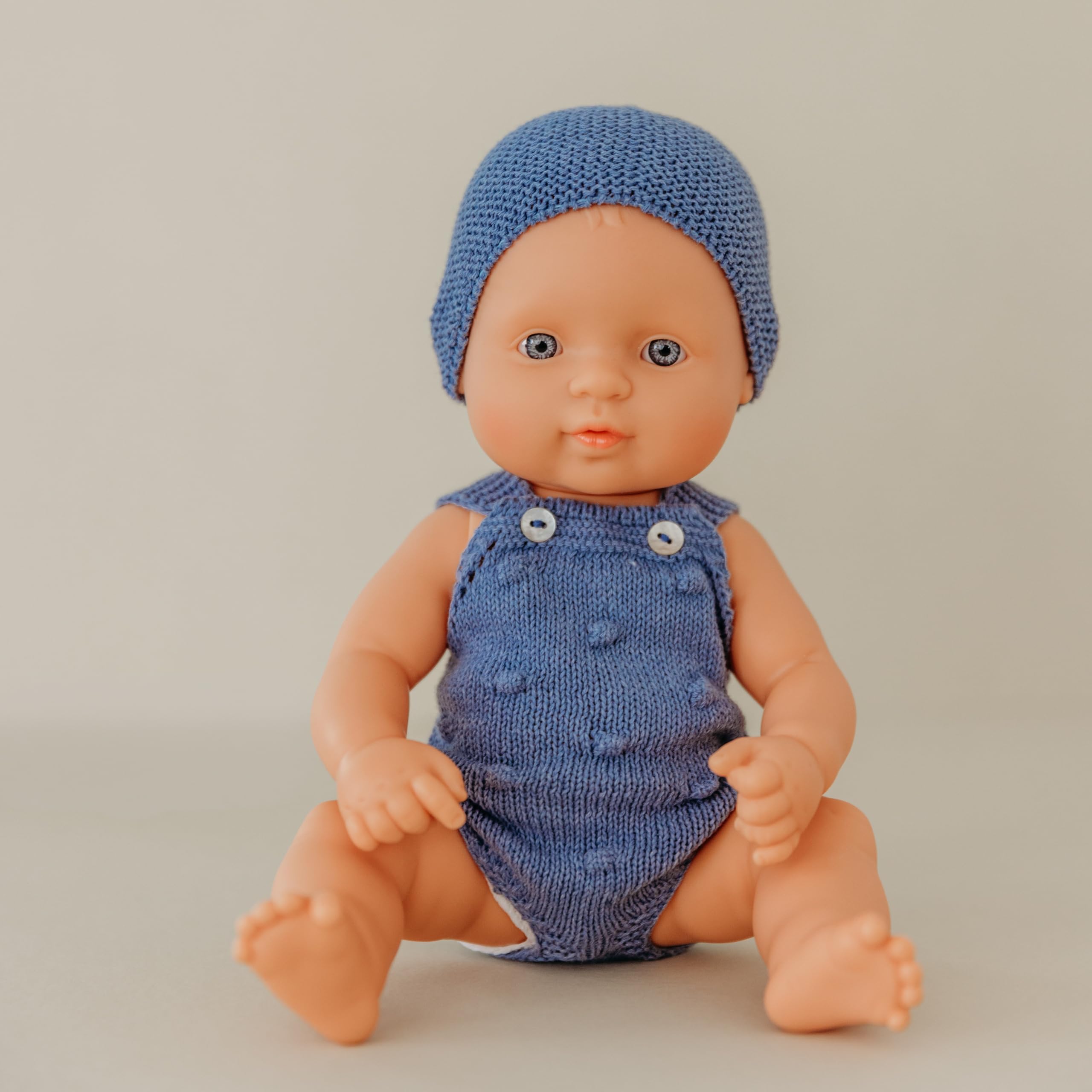 Miniland Dolls Strickset 31655 Strampler Mütze Blau 32cm