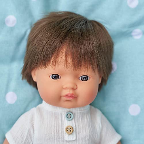 Miniland Dolls Babypuppe 38cm braunhaariger Junge 31179 Vanille