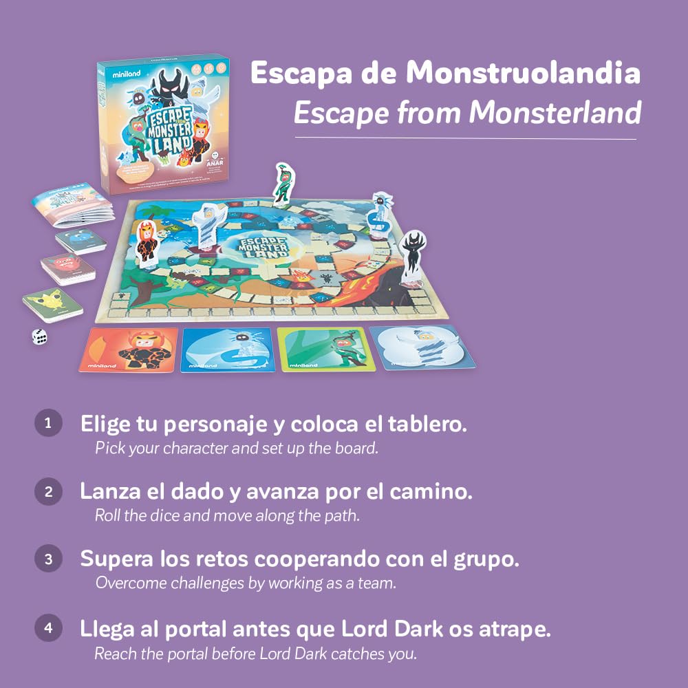 Miniland Flucht aus Monsterland Brettspiel kooperativ ab 5 Jahren