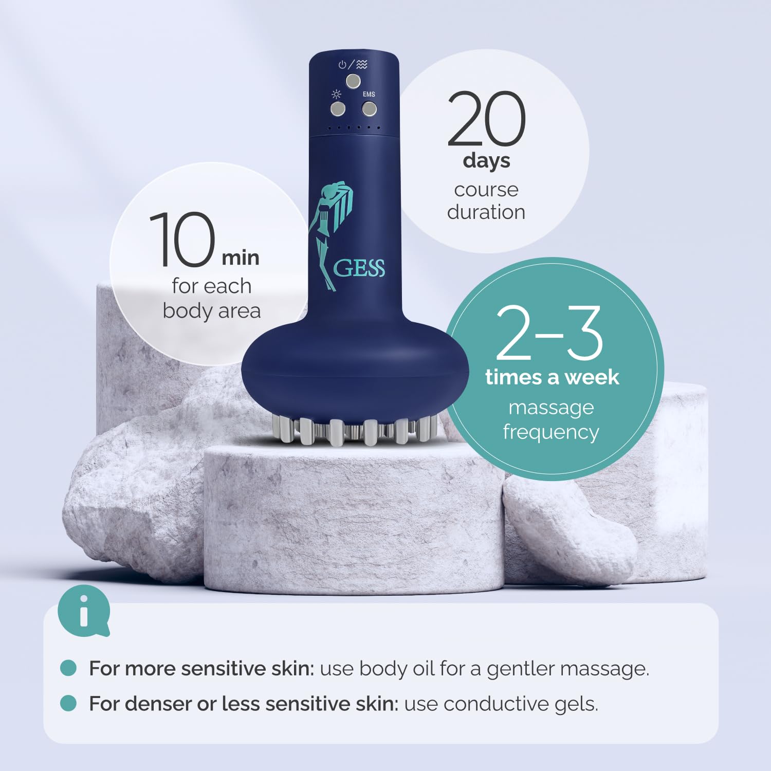 GESS Emios EMS Körpermassagegerät Wärme Vibration 5 Stufen