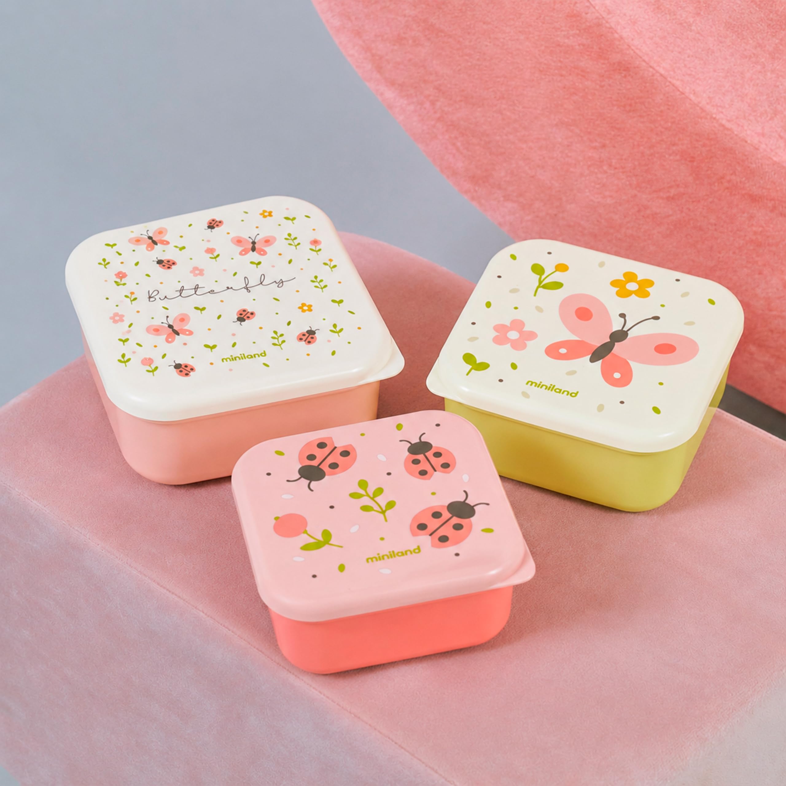 Miniland Snackbox-3 Butterfly Brotdose 3er 230/350/540 ml