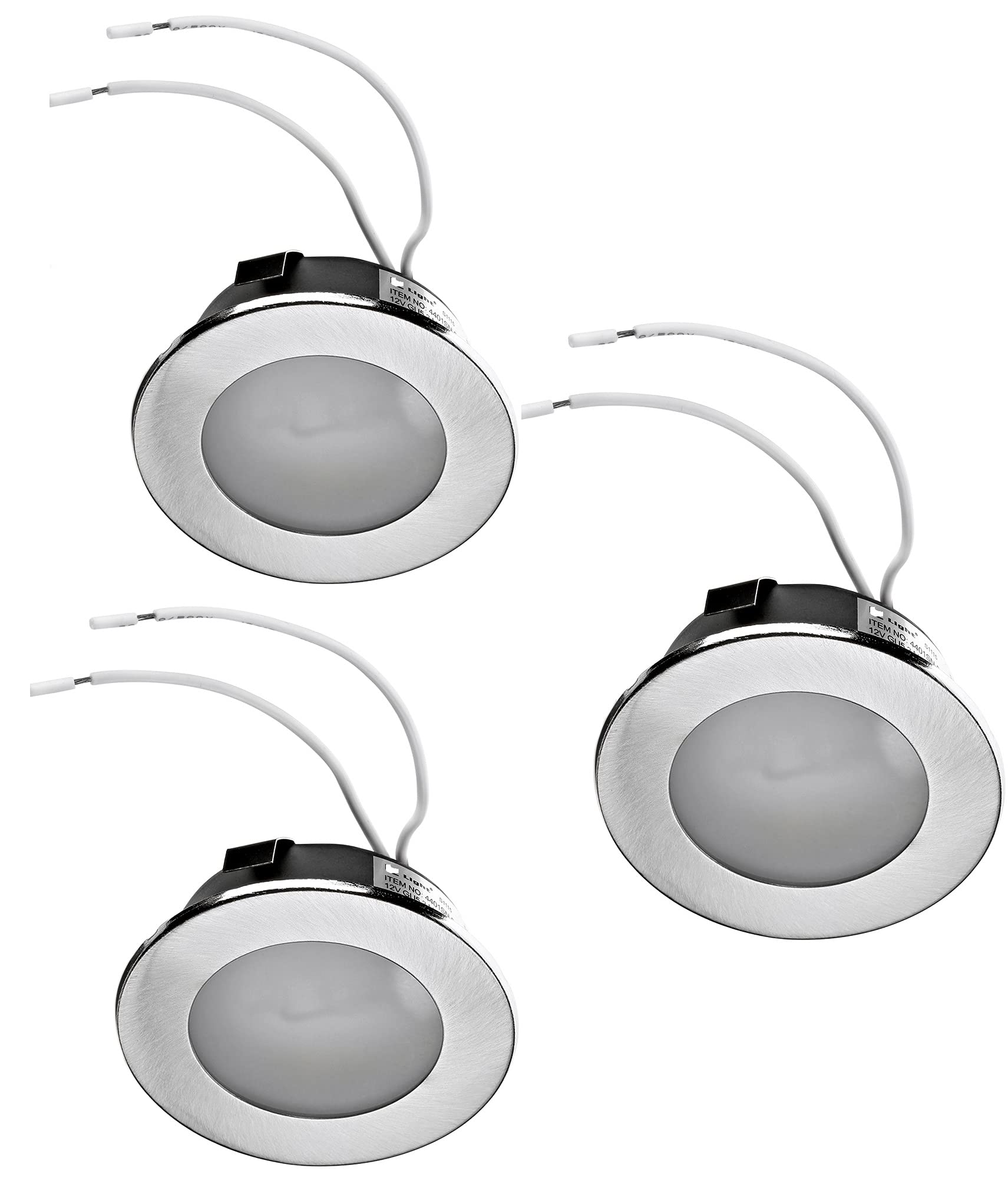 feinlux LED Einbauleuchte Set G4 12V 3x Silber-gebürstet