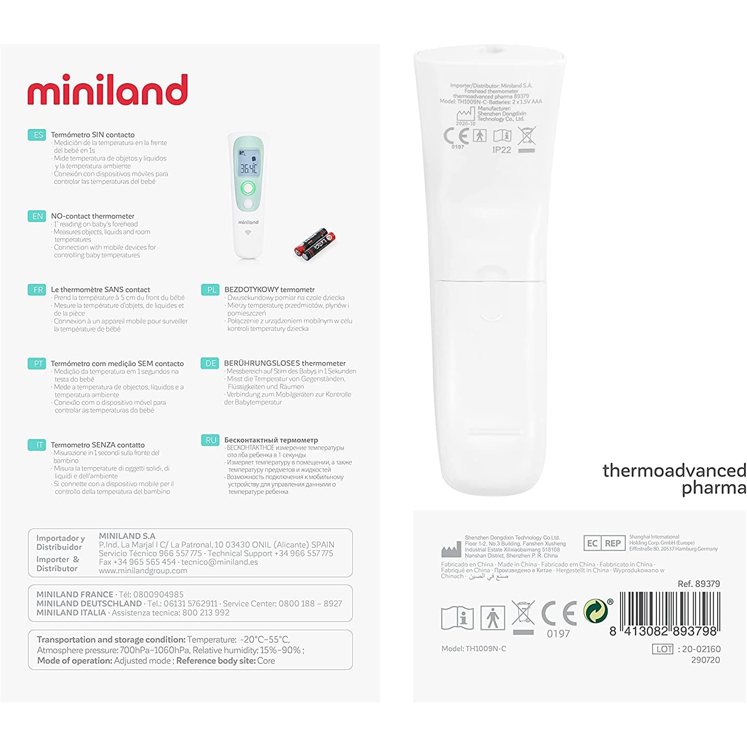 Miniland Thermoadvanced Pharma Thermometer berührungslos Fieber