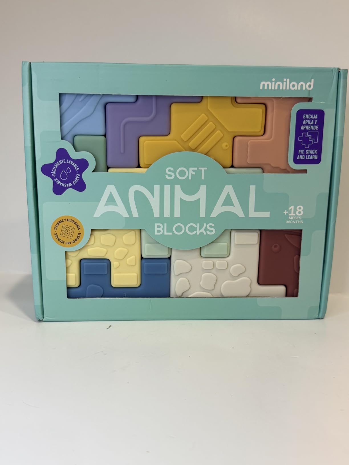 Miniland Soft Animal Blocks Steckpuzzle 10-tlg ab 18 M.