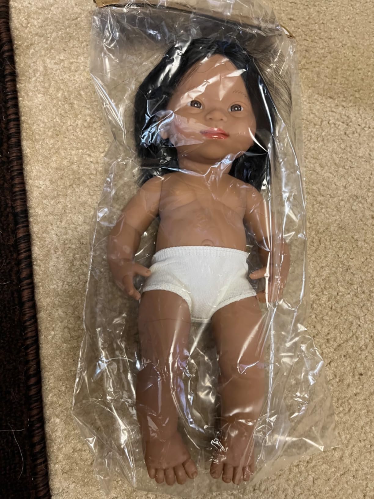 Miniland Dolls 31238 Babypuppe Mädchen 38 cm Down Syndrom Natur