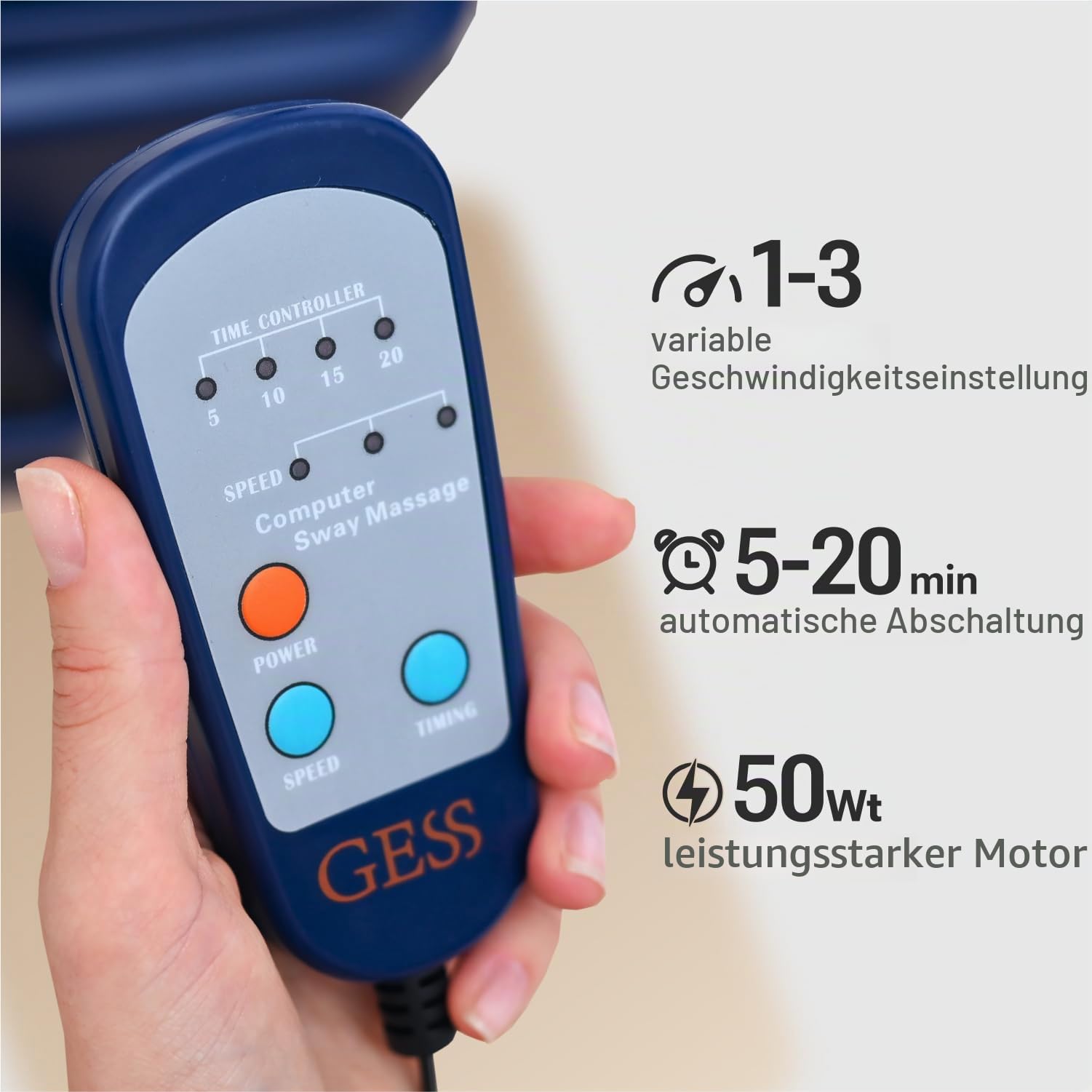 Gess Neo Chi Massagegerät Swing-Massager blau Rücken