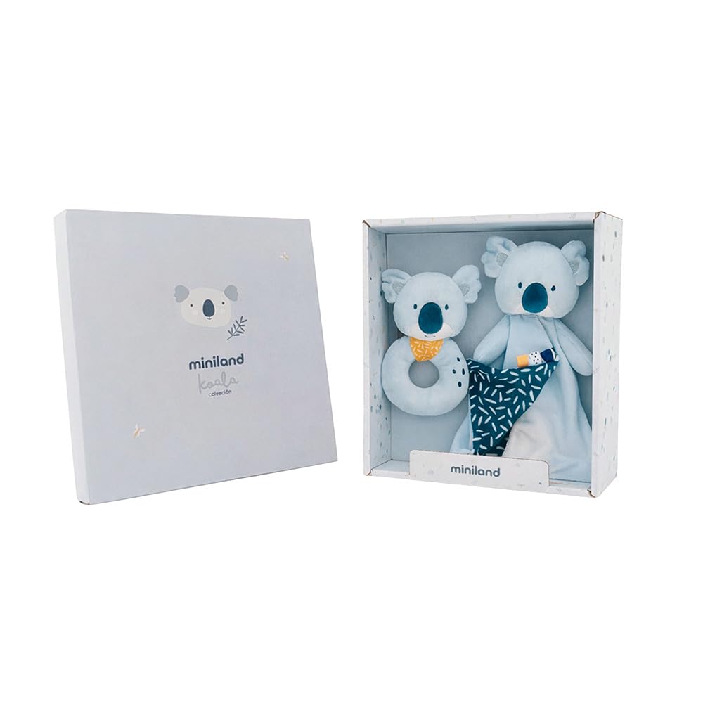 Miniland Infant Koala Babygeschenk Set Rassel Doudou Box