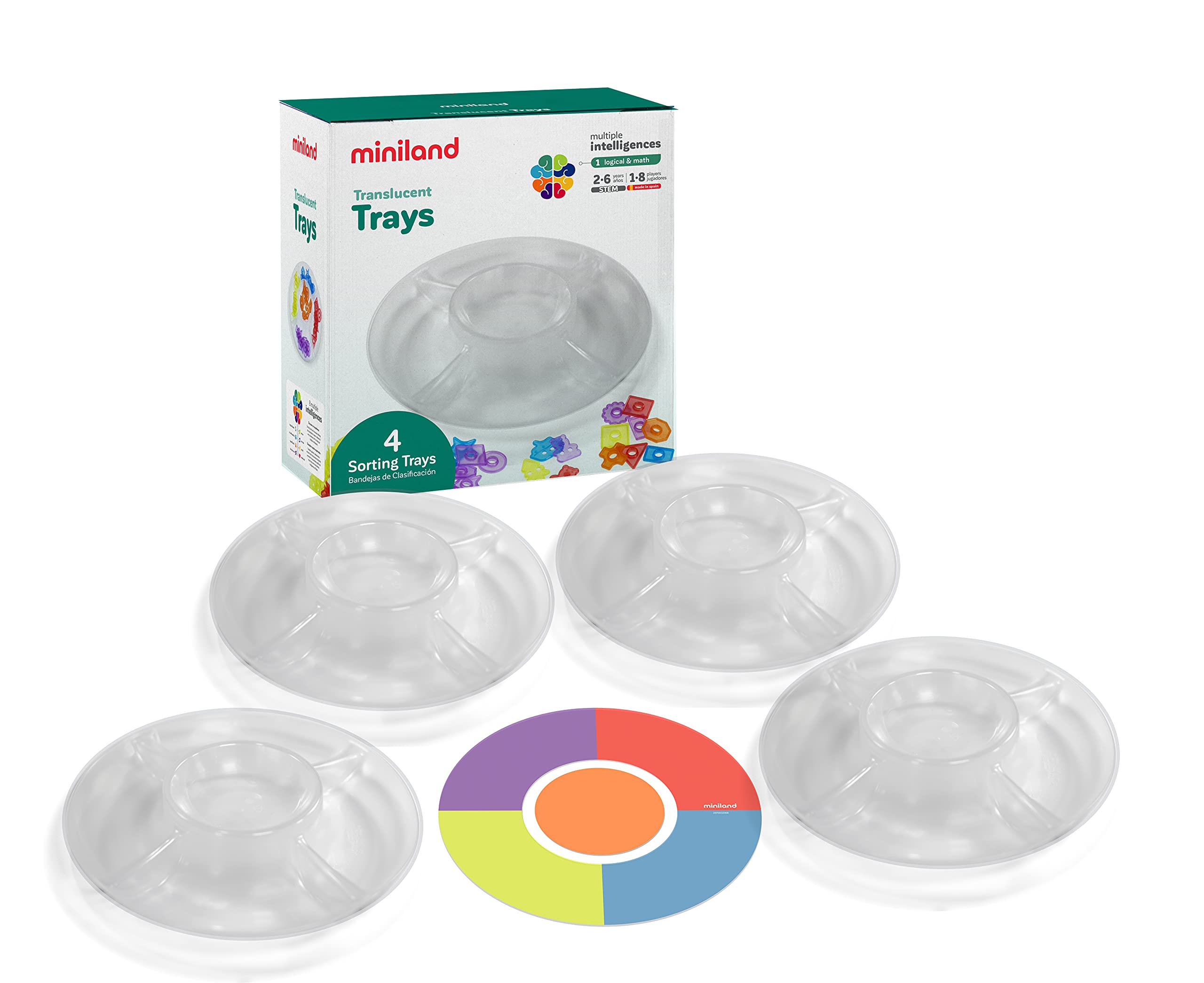 Miniland Translucent Trays Sortierteller 4er 26 cm transparent