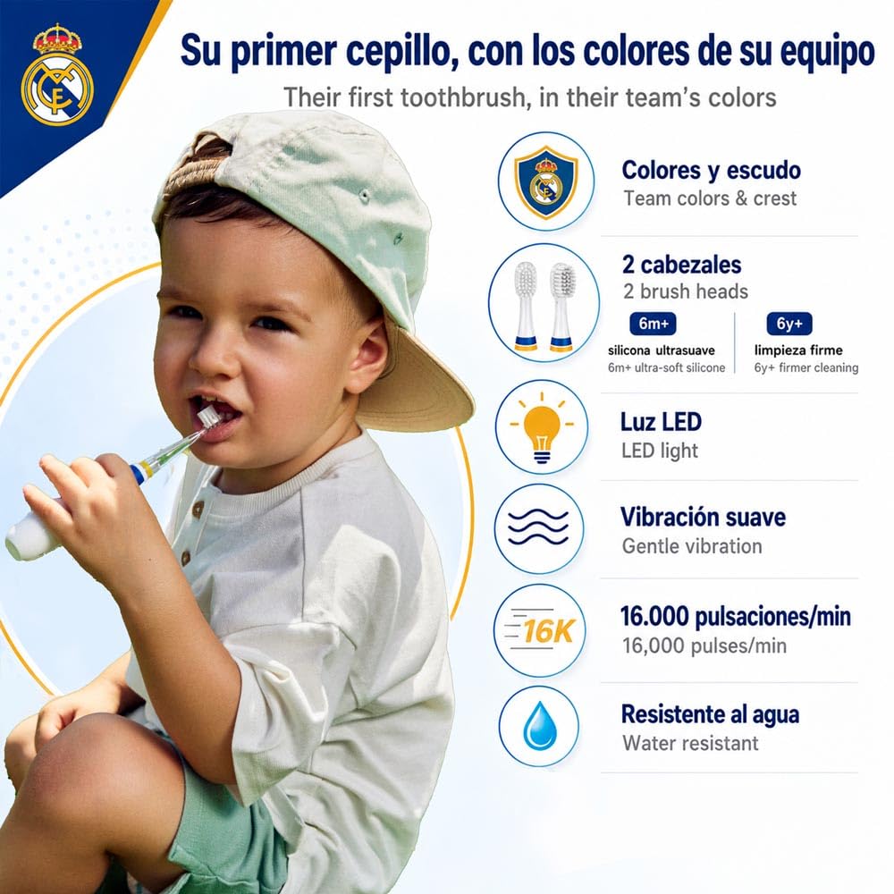Miniland Real Madrid Elektrische Zahnbürste Kinder Sonic LED