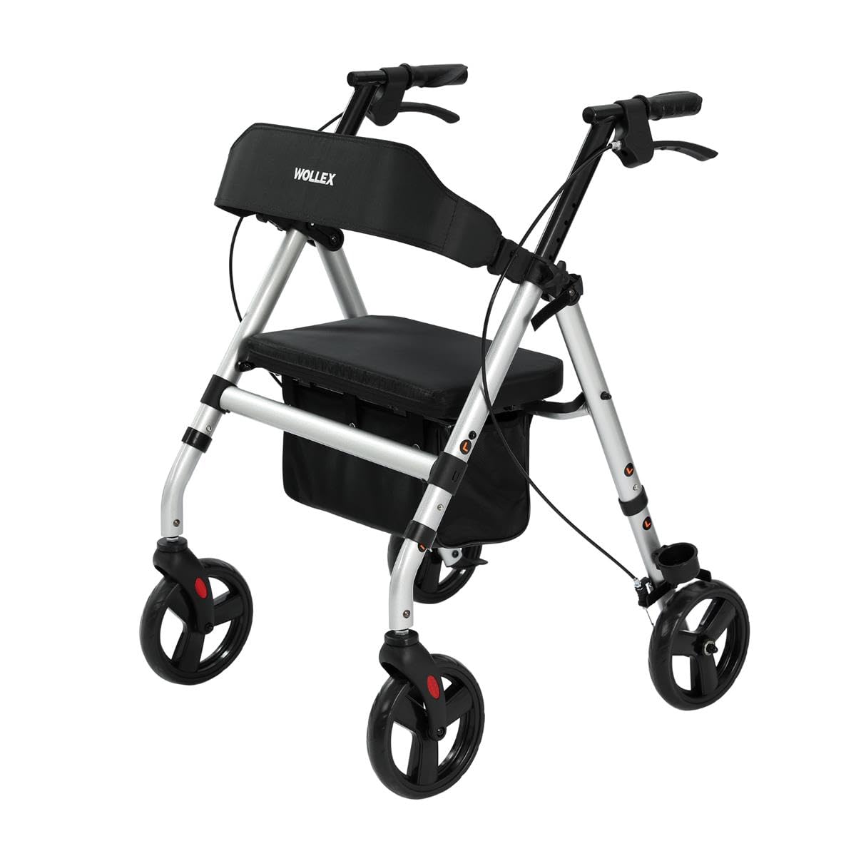 maxErgo Rollator Silber Gehhilfe mit Sitz 8 Zoll Räder