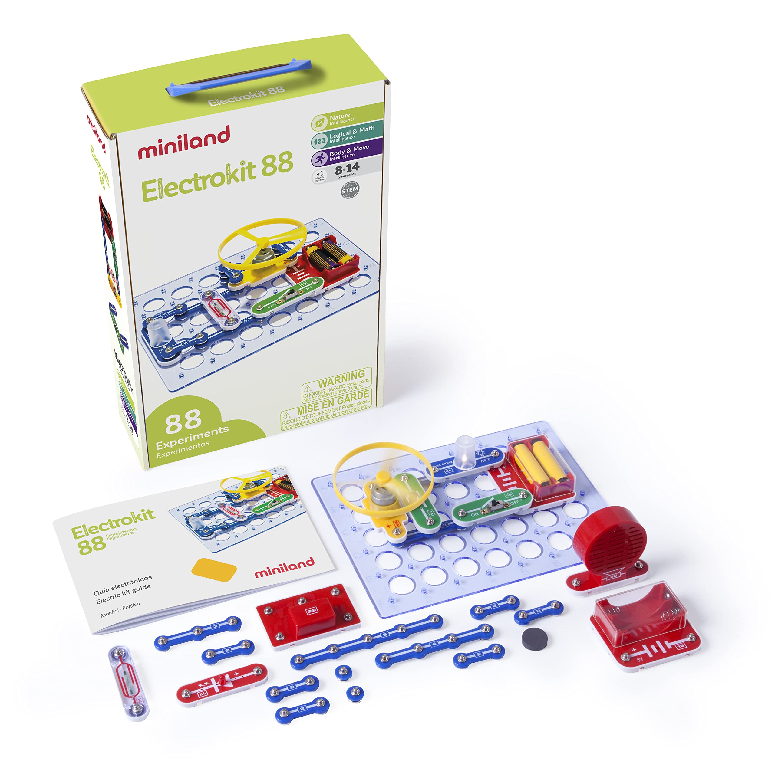 Miniland 99101 Experimentierkasten Schaltkreise 88 Übungen