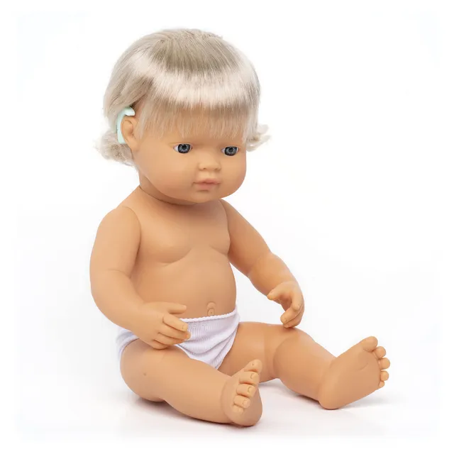Miniland Babypuppe 38cm europäisch Mädchen mit Hörgerät Vanilleduft