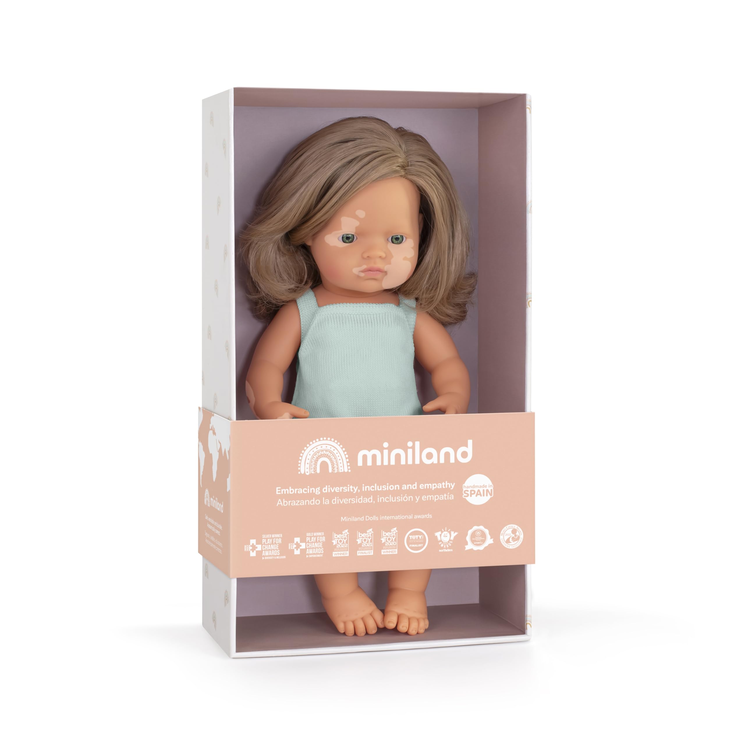 Miniland Colourful Babypuppe 38 cm Vitiligo dunkelblond
