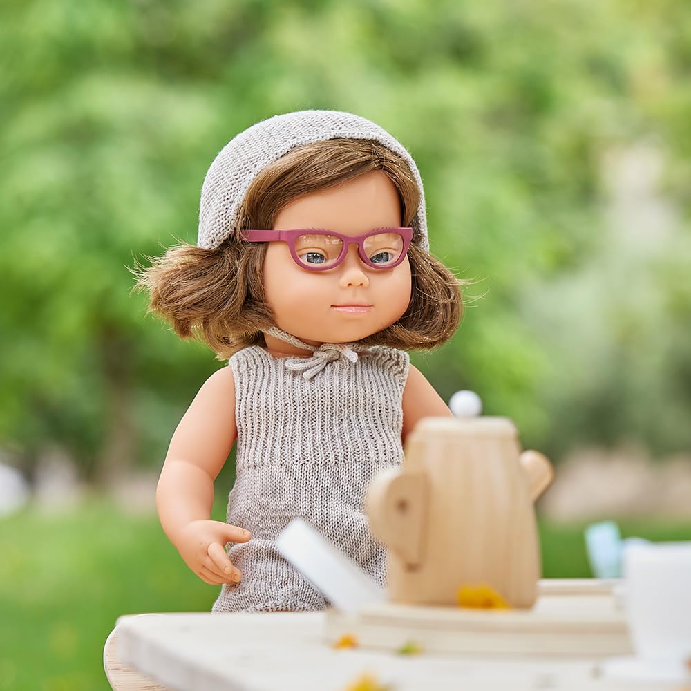 Miniland Dolls 31111 Babypuppe 38cm Down mit Brille