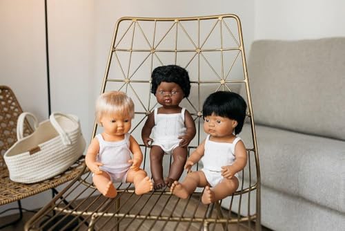 Miniland 31160 Babypuppe 38cm afroamerikanisches Mädchen Vinyl