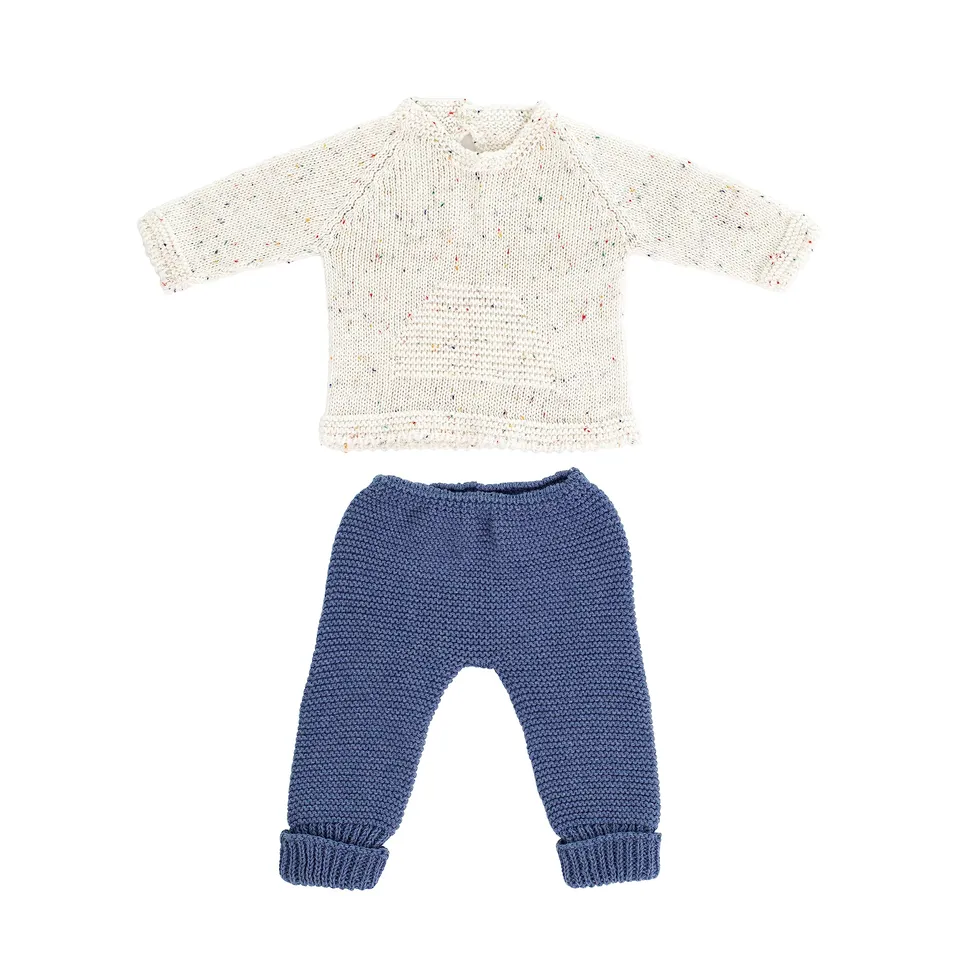 Miniland Dolls Strickset beige-blau Puppenkleidung 40cm