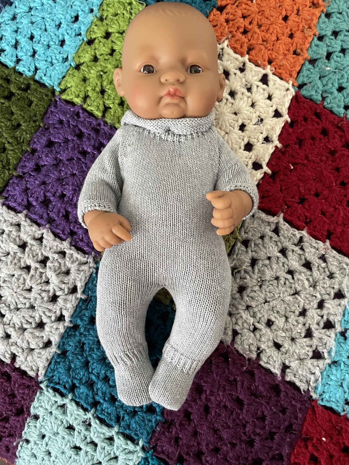 Miniland Dolls Strickpyjama blau für 32cm Puppen recycelt