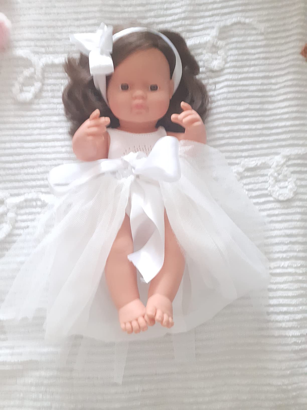 Miniland Babypuppe Braunhaariges Mädchen 38cm 31180 Vinyl
