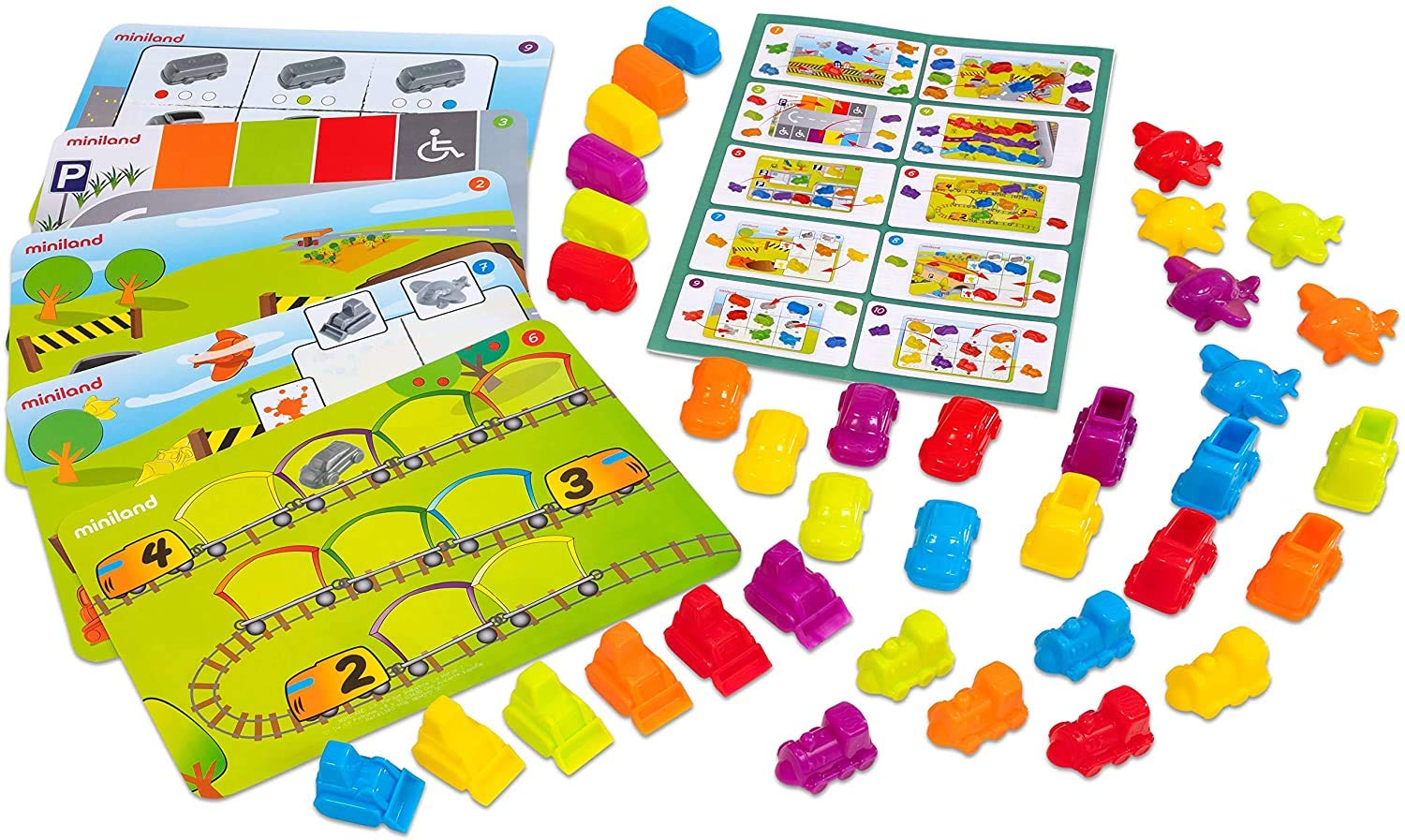 Miniland Math Sort & Count Vehicles Lernspiel 36 Fahrzeuge