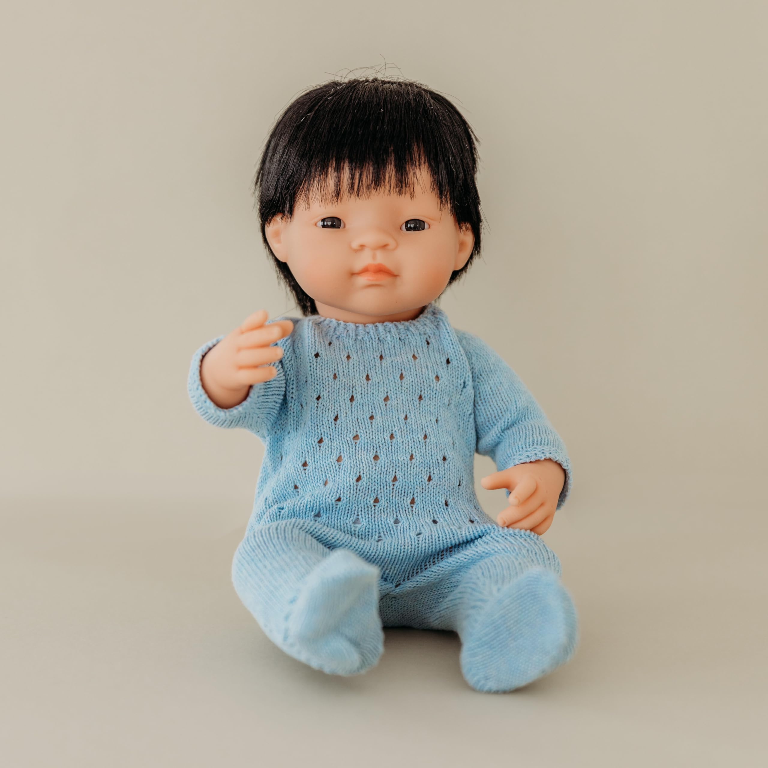 Miniland Dolls Strickpyjama blau Puppenkleidung 38 cm recycelt