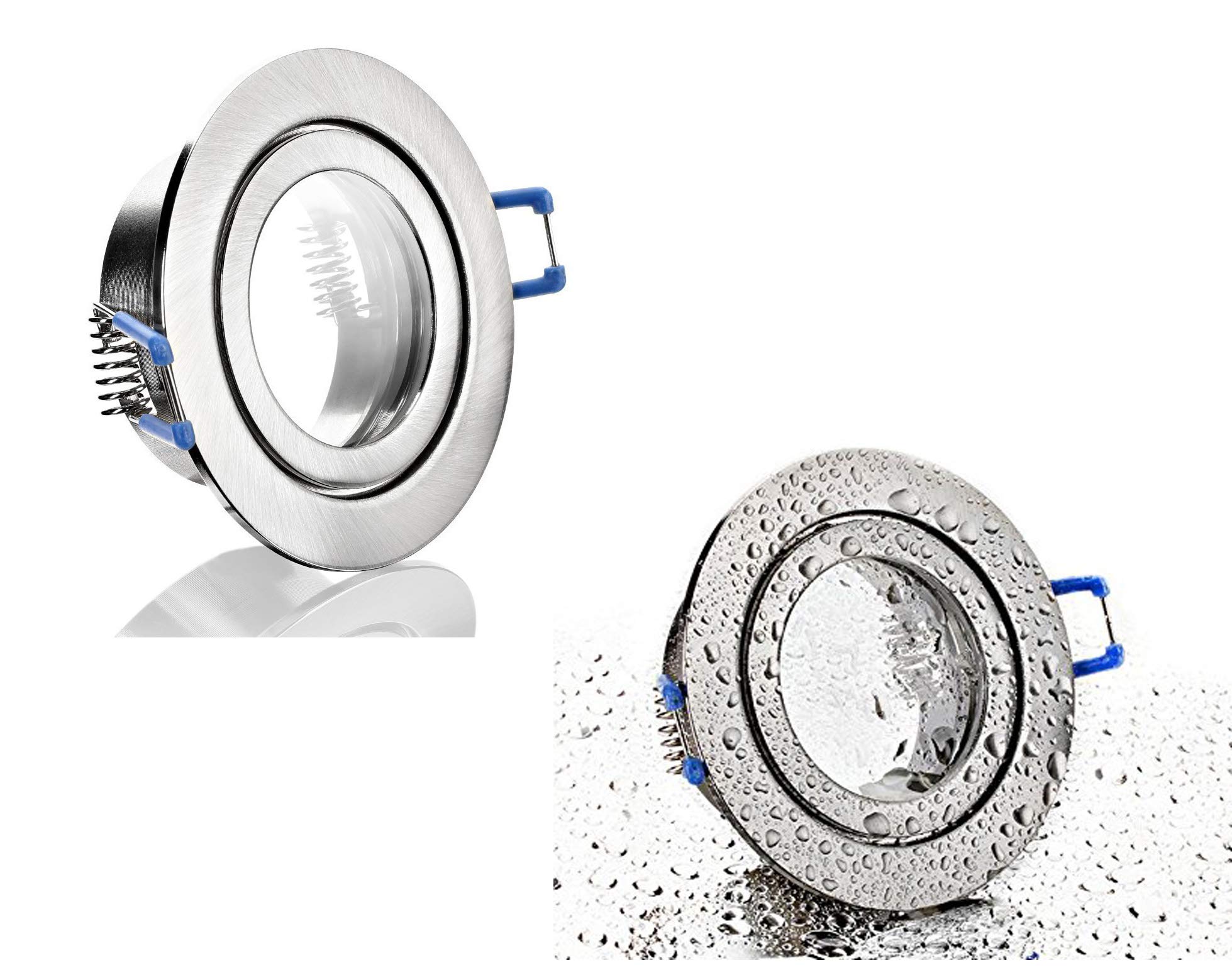 feinlux LED Einbaustrahler Bad 230V IP44 silber rund Einbaurahmen