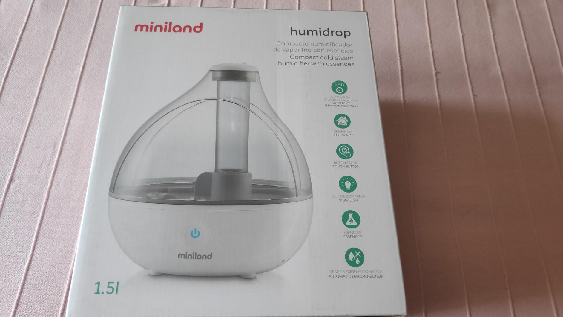 Miniland 89173 humidrop Luftbefeuchter Weiß 1,5L Duftöl
