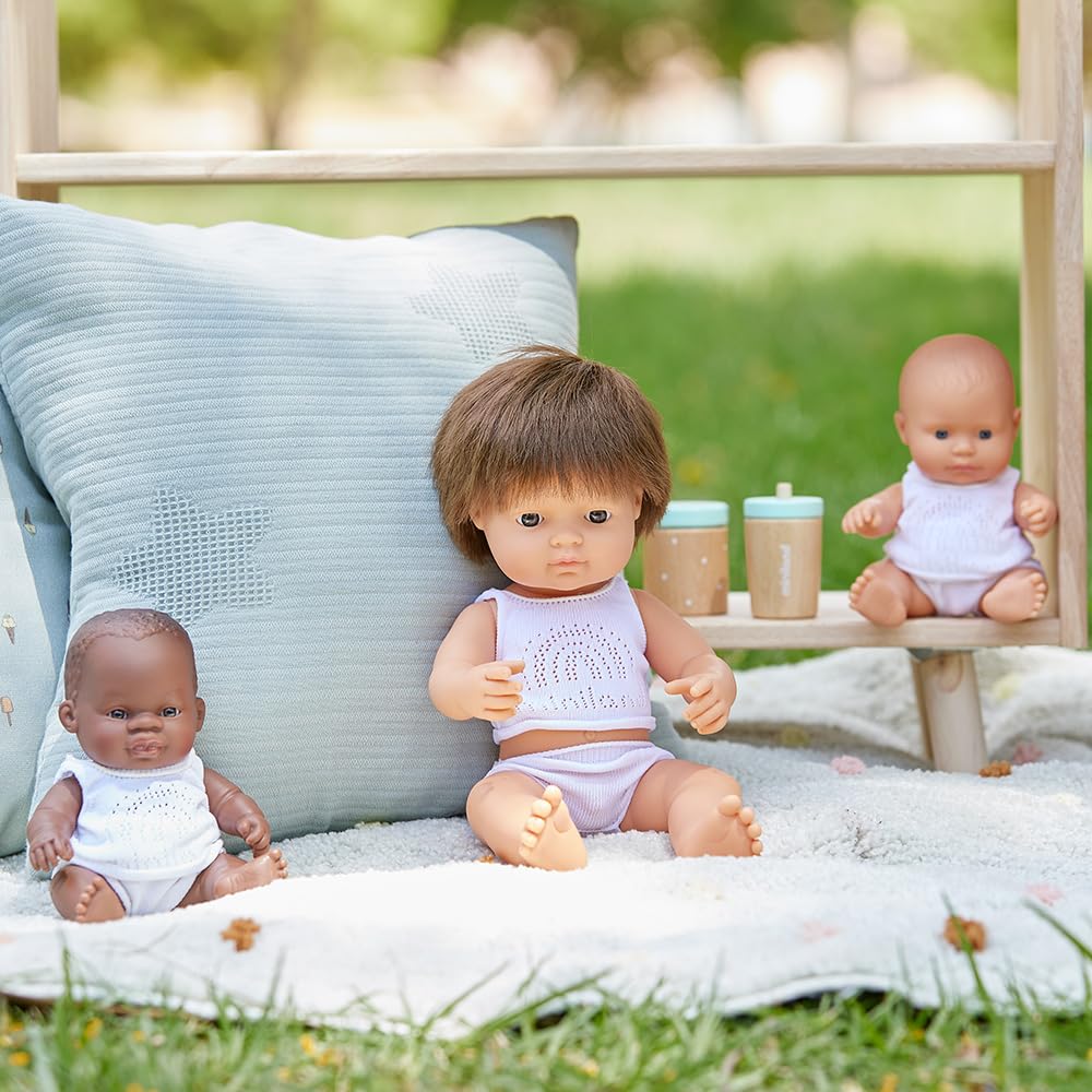 Miniland Dolls Babypuppe 38cm braunhaariger Junge 31179 Vanille