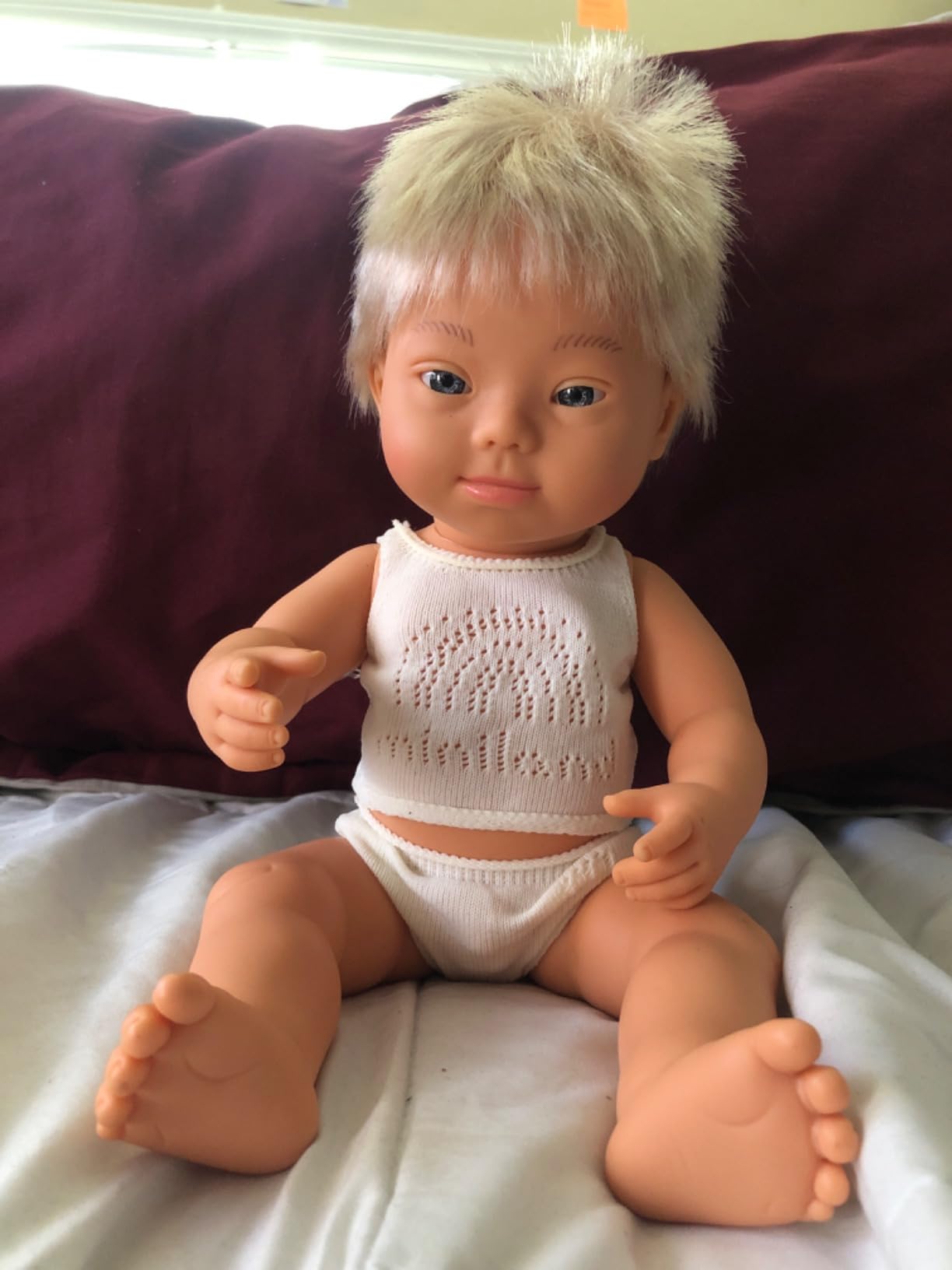 Miniland Dolls 31263 Babypuppe Junge blond 38 cm Down Syndrom