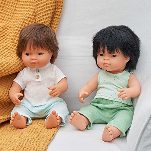 Miniland Dolls Babypuppe 38cm braunhaariger Junge 31179 Vanille