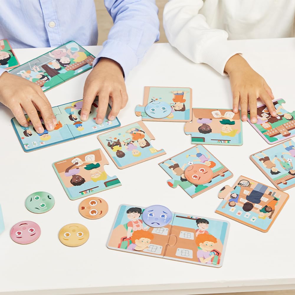 Miniland Emotiduos Brettspiel ab 2 Jahren 10 Puzzles Emotionen