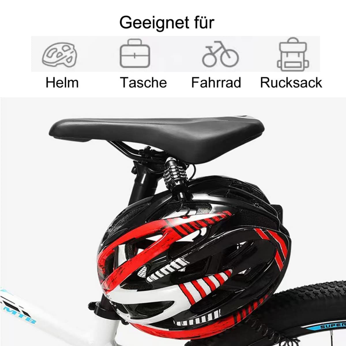 smartEC Fahrradschlösser Kabelschloss Zahlenschloss 180 cm