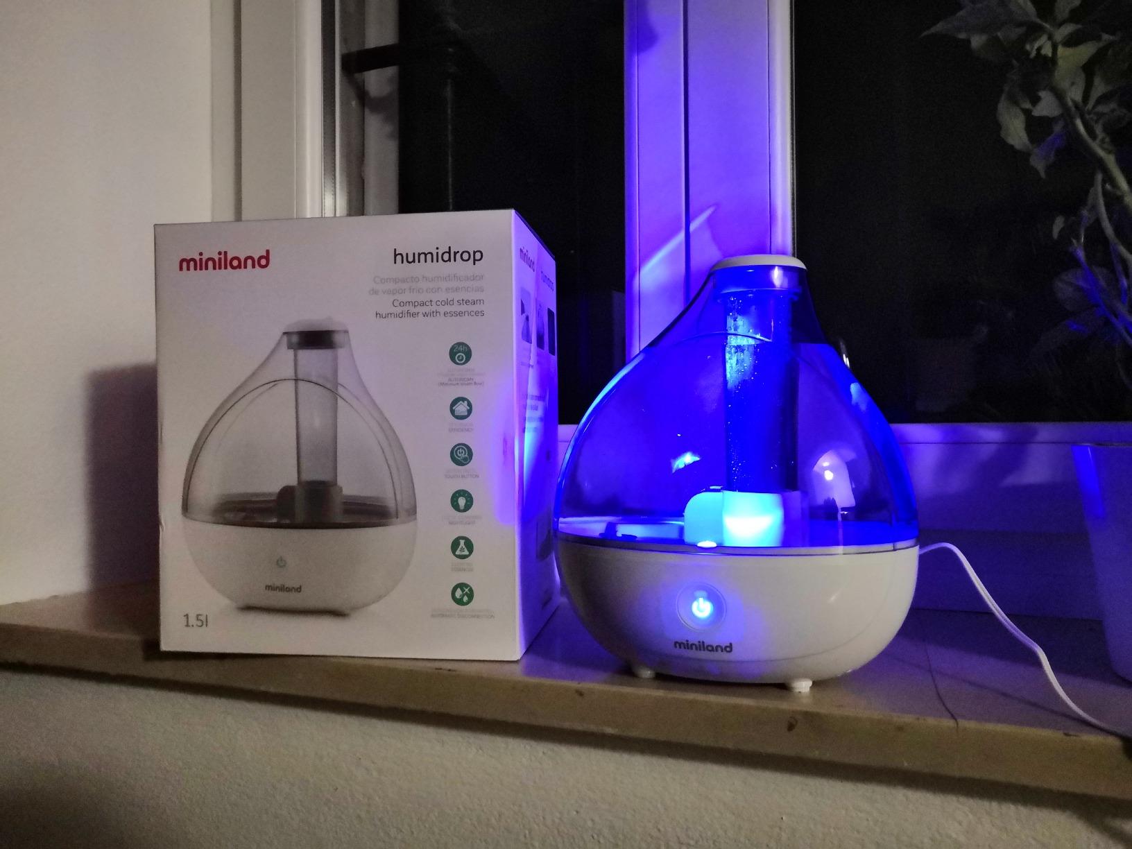 Miniland 89173 humidrop Luftbefeuchter Weiß 1,5L Duftöl