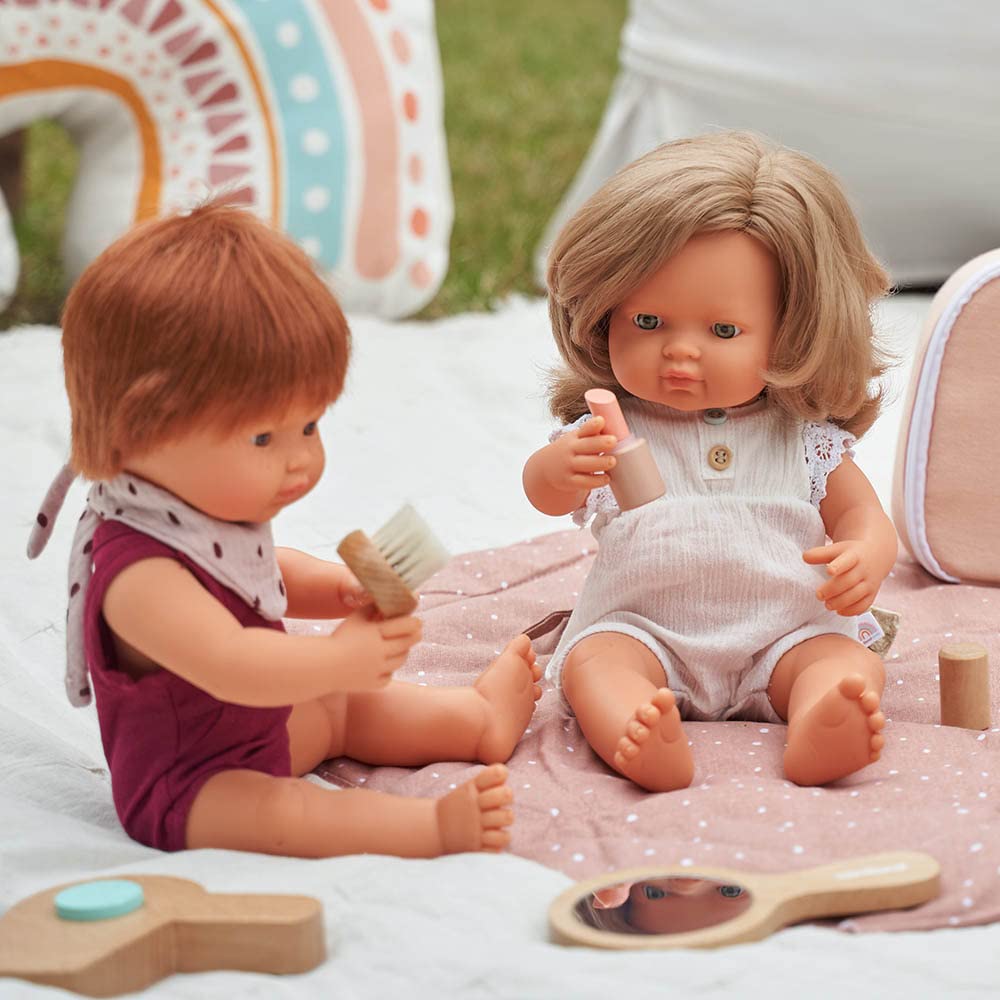 Miniland Dolls Babypuppe Mädchen 38cm dunkelblond ohne Kleidung