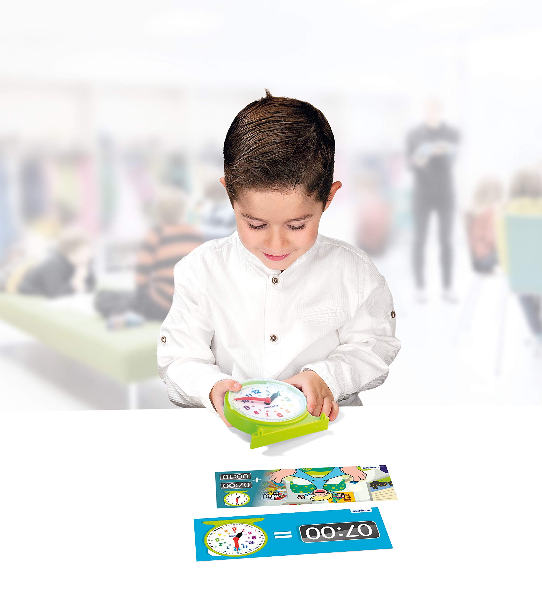 Miniland Activity Clock Lernuhr mit 12 Karten Koffer