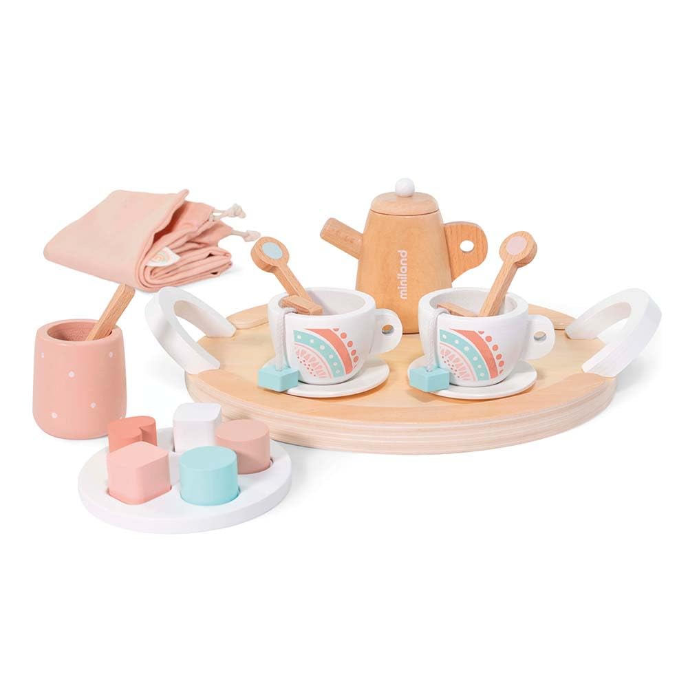 Miniland 94062 Teeset Holz Puppenzubehör mehrfarbig