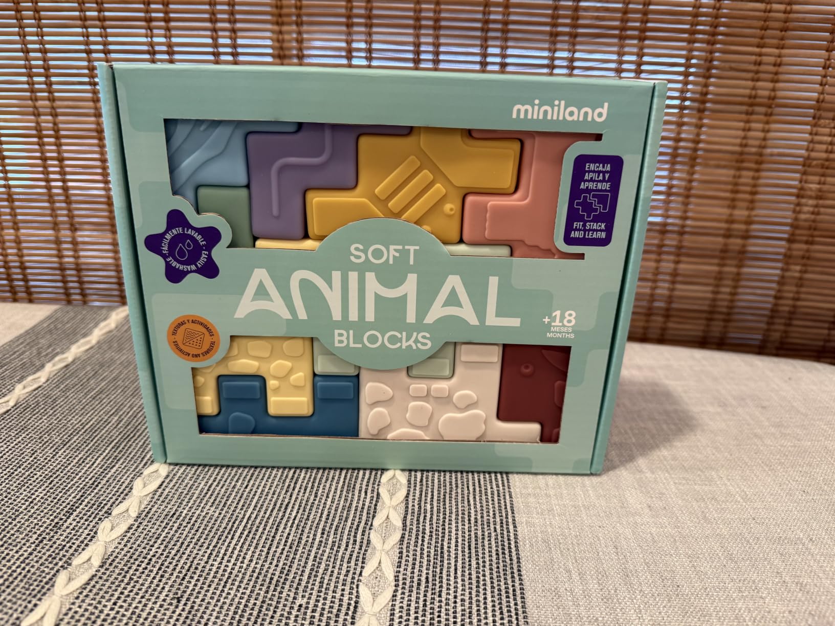 Miniland Soft Animal Blocks Steckpuzzle 10-tlg ab 18 M.