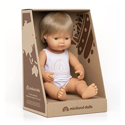 Miniland Dolls Babypuppe Junge 38 cm europäisch blond