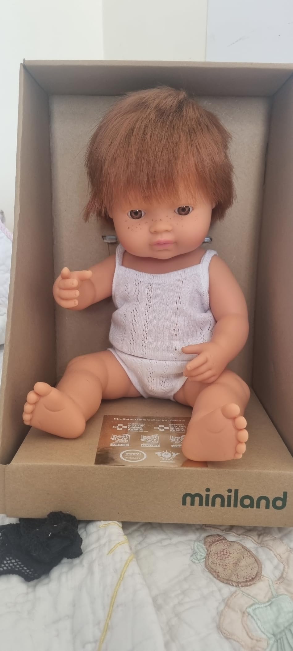 Miniland Babypuppe rothaariger Junge 38cm 31149