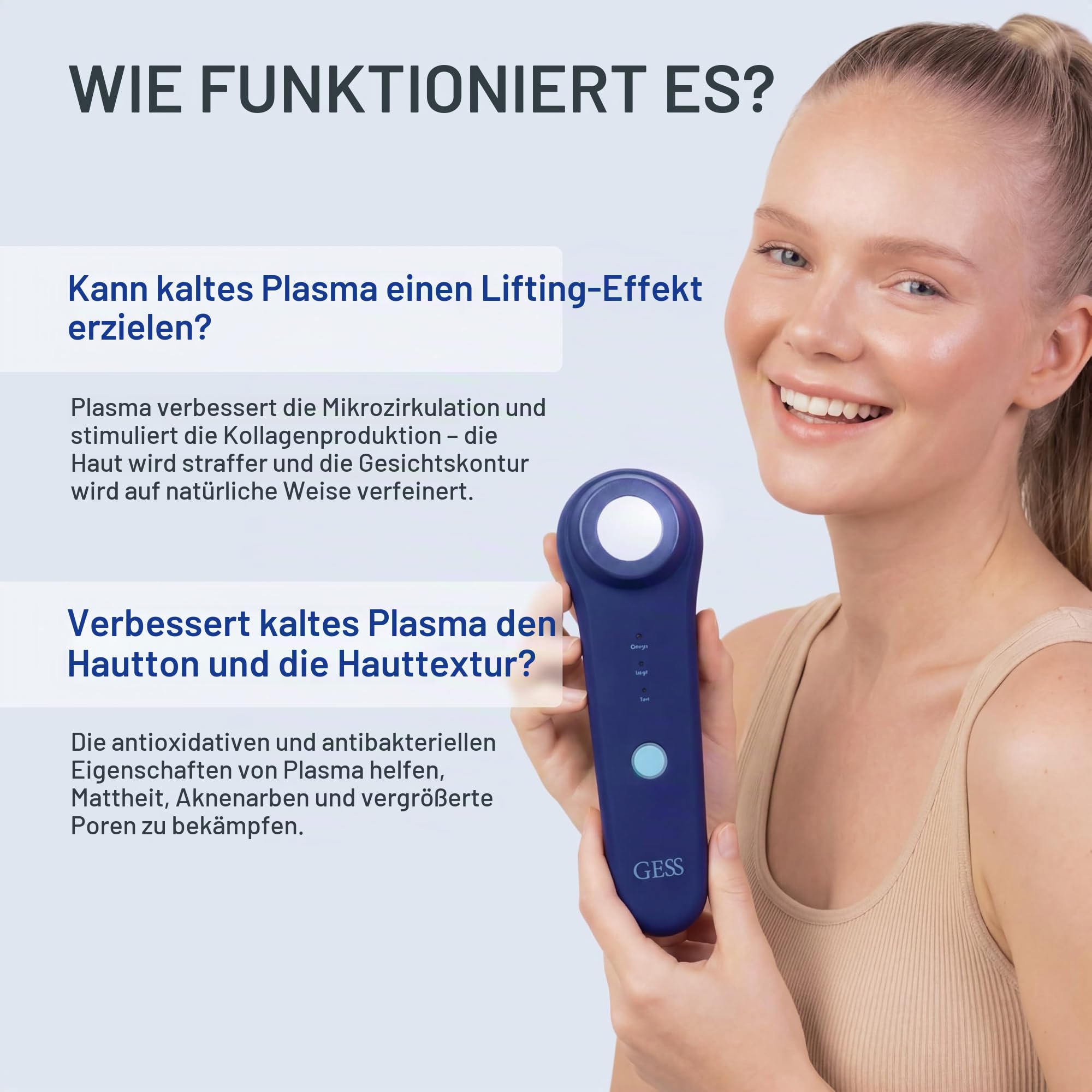GESS Plasma Energy Kaltplasma Gerät Gesicht Akne