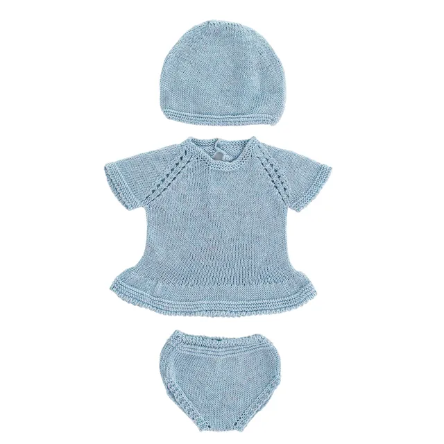 Miniland Dolls Puppenkleidung 40 cm blau 3-tlg Recycling-Strick
