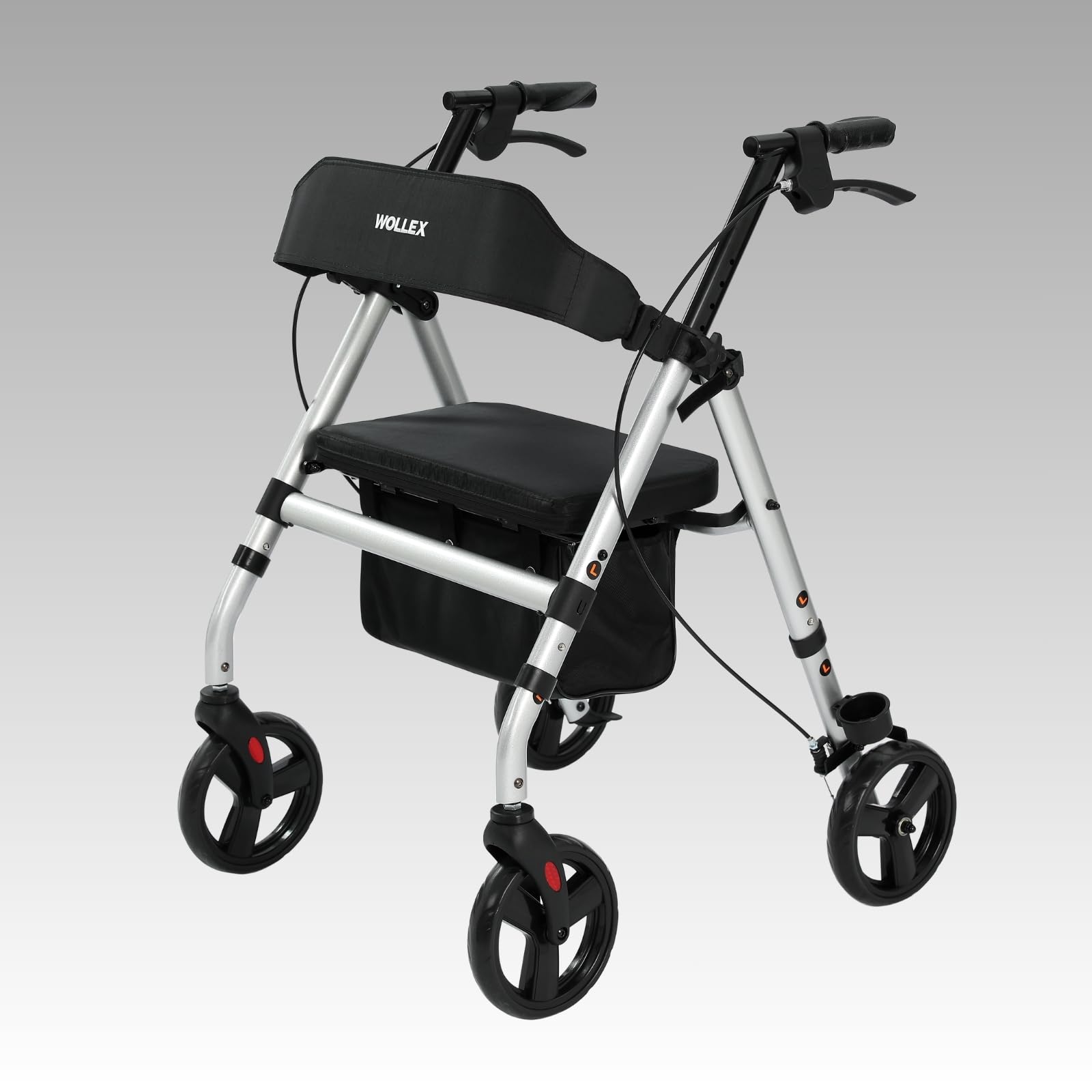 maxErgo Rollator Silber Gehhilfe mit Sitz faltbar