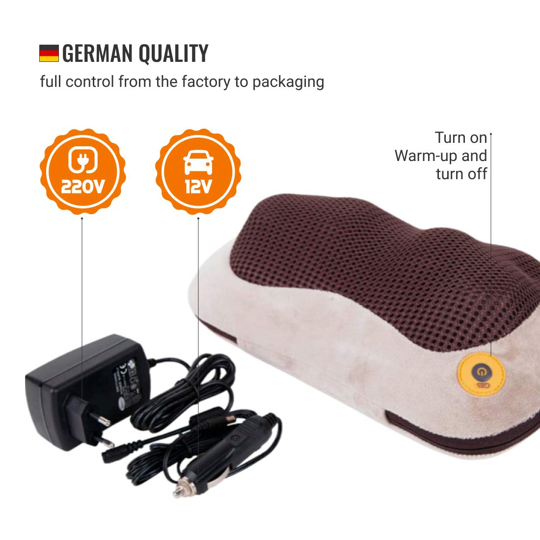 Gess Shiatsu Massagekissen Wärme Nacken Rücken 30W
