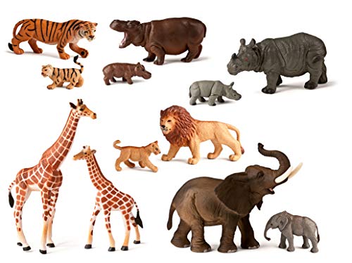 Miniland Wildtiere Mütter mit Jungen 12 Figuren Dose
