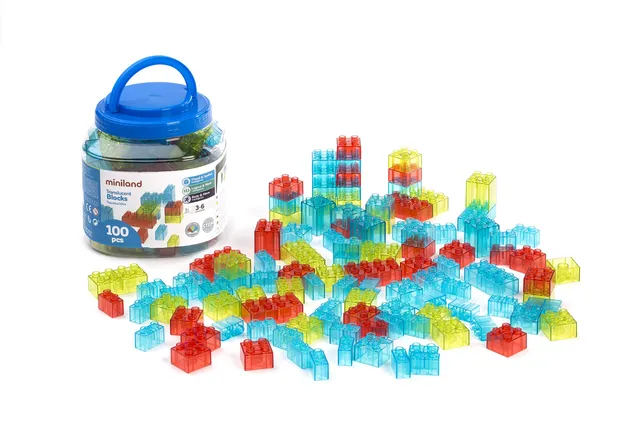 Miniland Translucent Blocks Bausteine 100 Teile für Leuchttisch