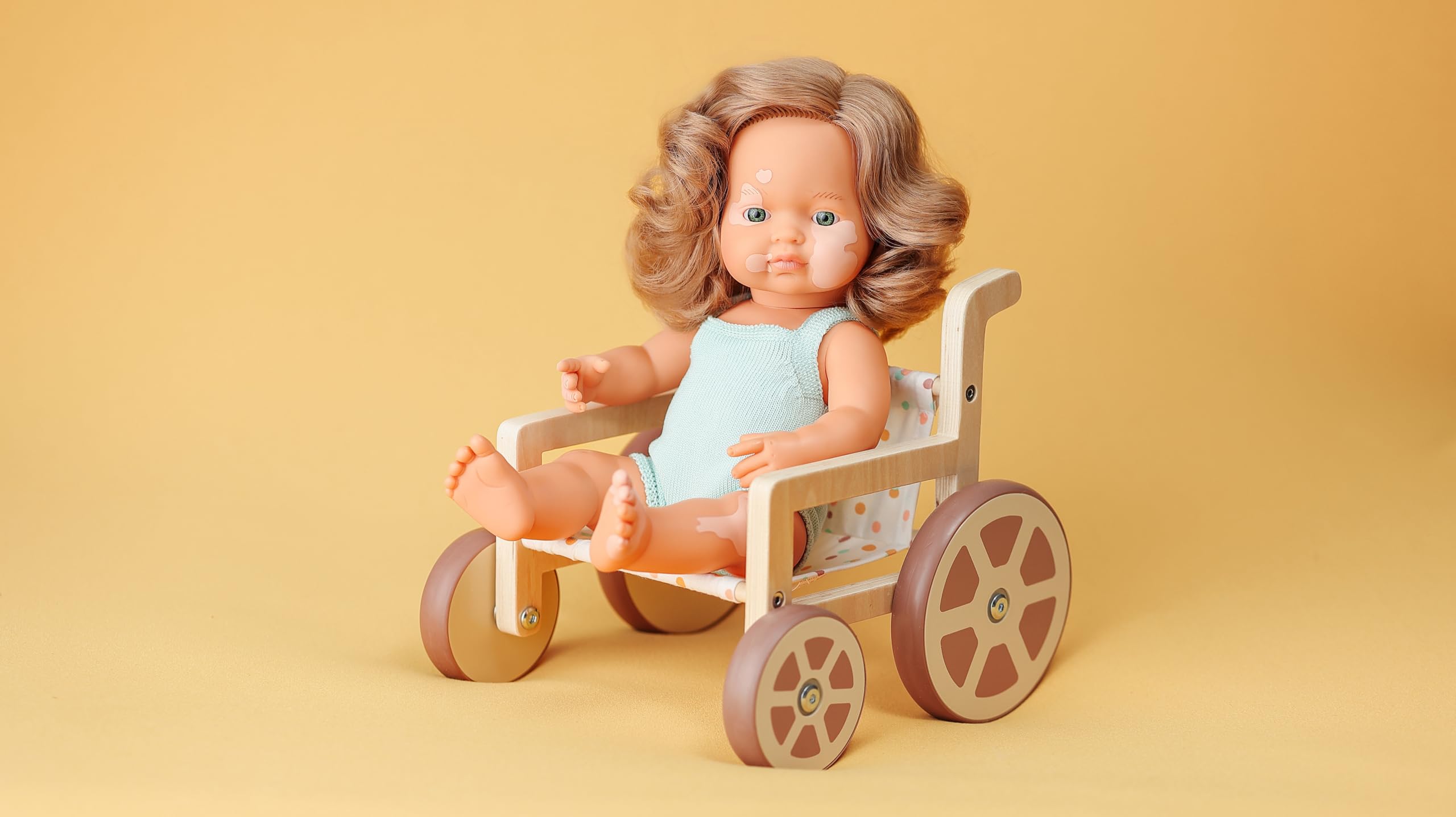 Miniland Rollstuhl für Puppen bis 38cm Holz
