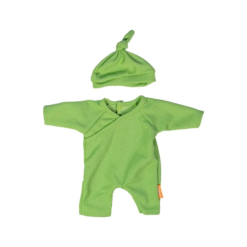 Miniland Dolls Pyjama Mütze Grün 32cm Puppen Schlafanzug