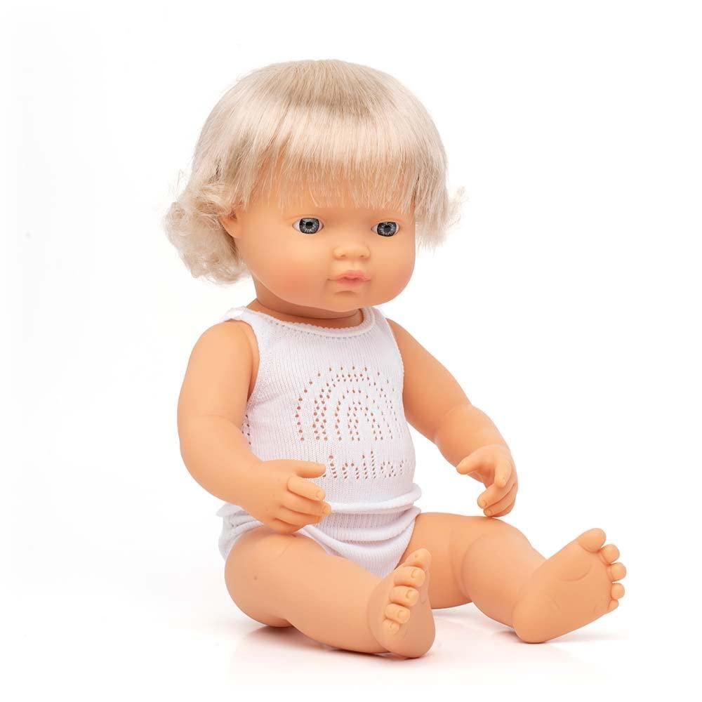 Miniland 31151 Baby Puppe 38 cm Europäischer Junge anatomisch