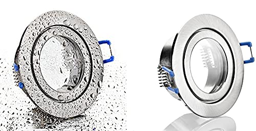 feinlux LED Einbaustrahler Bad 230V IP44 silber rund Einbaurahmen