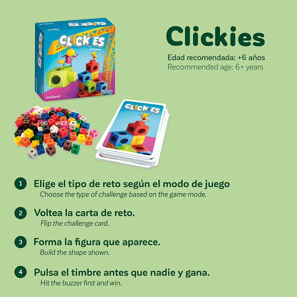 Miniland Clickies Brettspiel ab 6 Jahren Familie